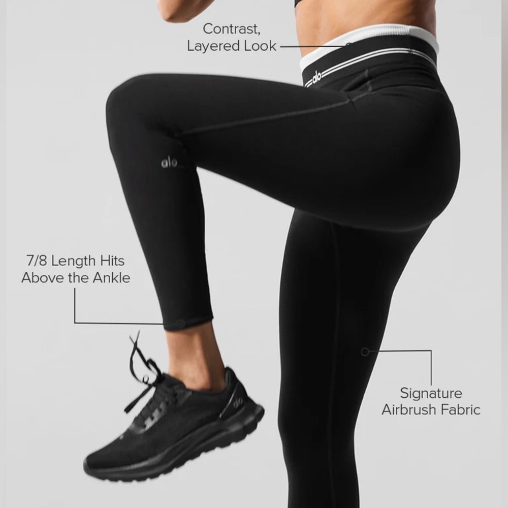 ALO YOGA Airbrush High-Waist 7/8 Better Together Legging Black/White- BRAND NEW